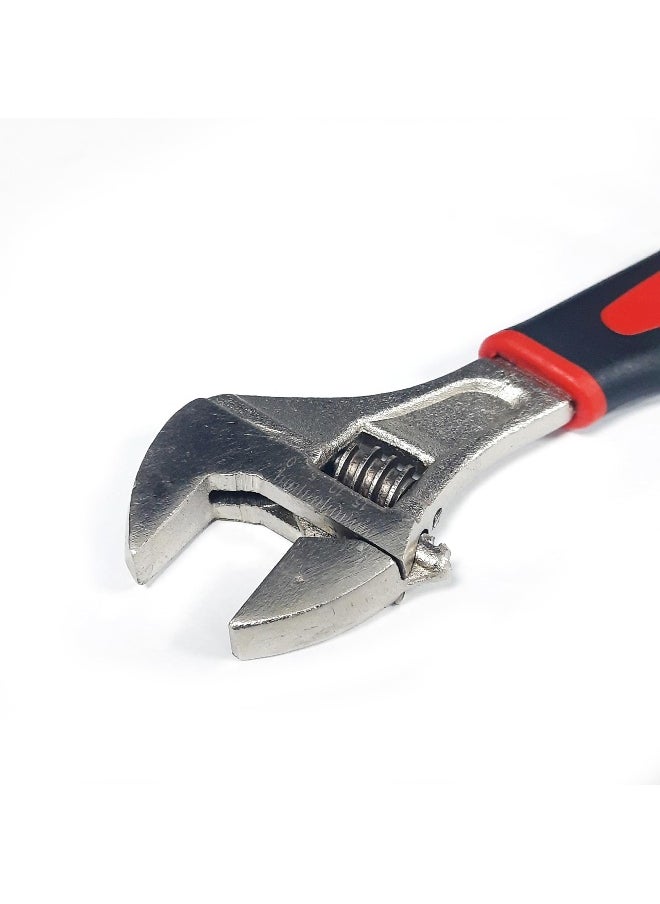 KADRIS - 6 Inch Cabon Steel Adjustable Wrench, Extra Wide Jaw Opening, Heat Treated Chrome Plated Drop, Hand Rubber Grip - Image 1