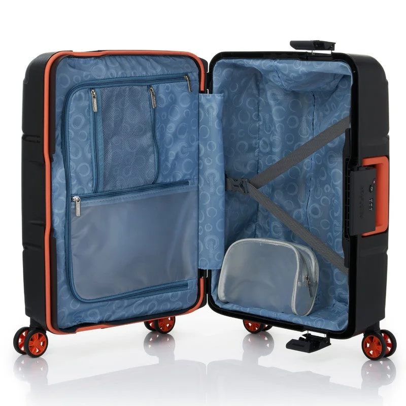 AMERICAN TOURISTER black Circurity Suitcase, Cabin Size 55 cm / 20 inch, 4 Spinner Wheels, Hard Top, Polypropylene, Black|Scratch & Impact Resistant Material|Lightweight|XtraSecu™ 3 Point Locking System|TSA Lock - 3 Years International Warranty  | Best Price UAE