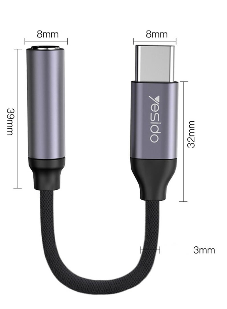 Yesido YAU19 Type-C to 3.5mm Audio Adapter Cable(Grey) - Image 2