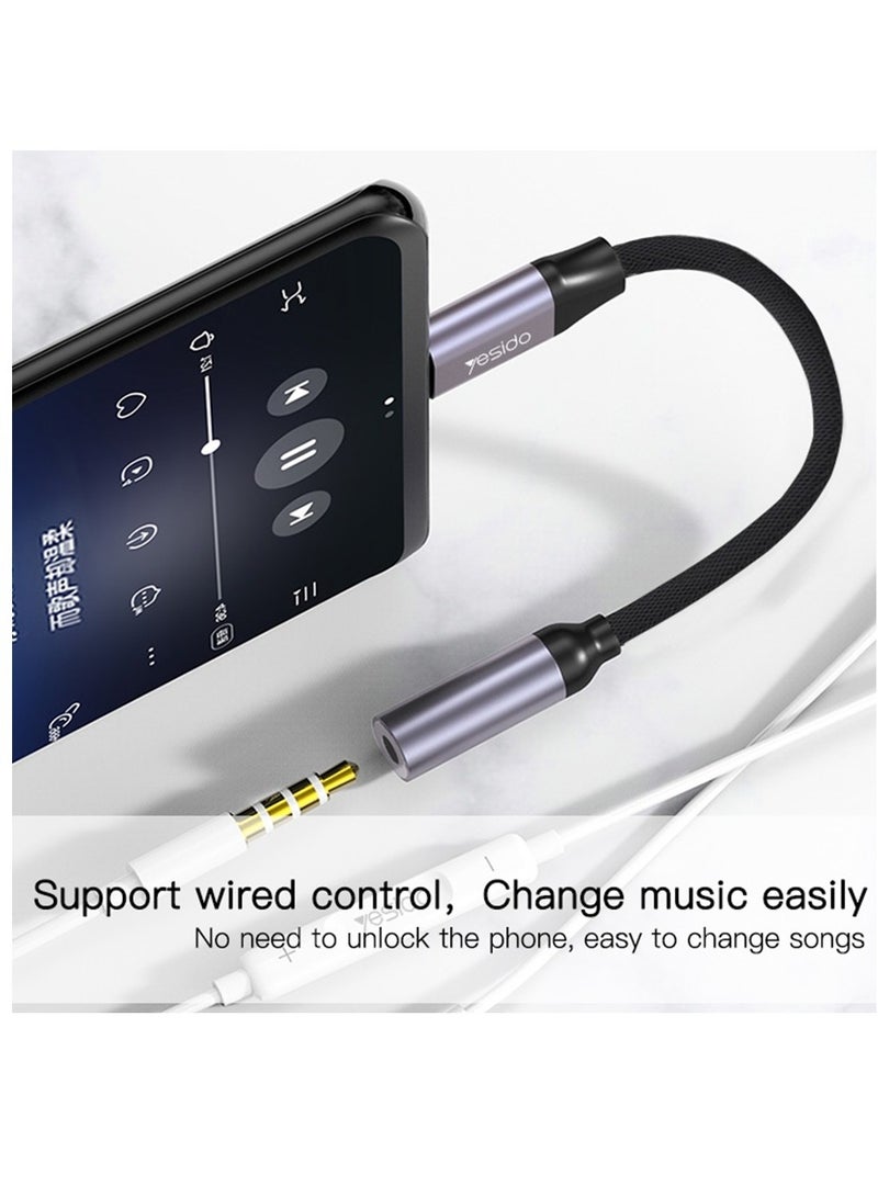 Yesido YAU19 Type-C to 3.5mm Audio Adapter Cable(Grey) - Image 3