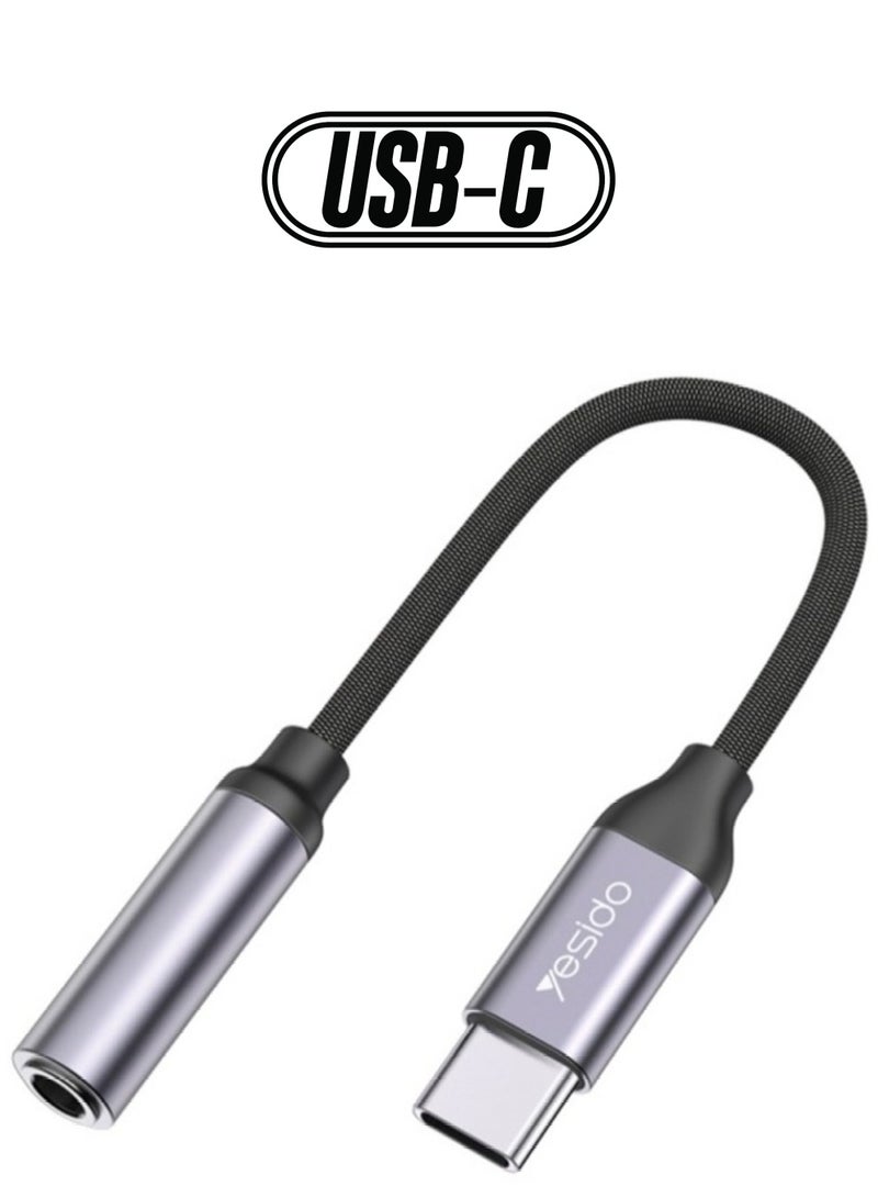 Yesido YAU19 Type-C to 3.5mm Audio Adapter Cable(Grey) - Image 1
