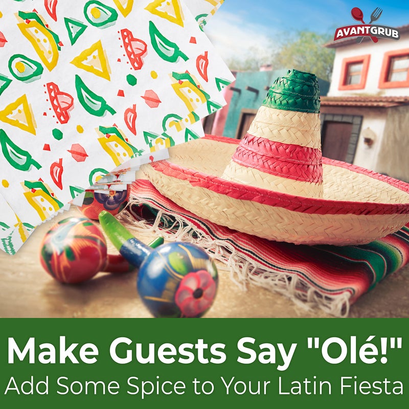 Avant Grub Fun, Fiesta Style 12in Deli Paper 50 Ct. Greaseproof, Microwave-Safe Mexican Themed Tissue Great for Burrito Wrappers or Nacho Basket Liners. Southwest Party Supplies for Cinco de Mayo Celebration - Image 3
