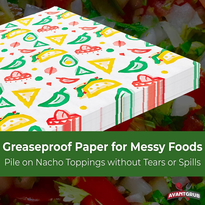 Avant Grub Fun, Fiesta Style 12in Deli Paper 50 Ct. Greaseproof, Microwave-Safe Mexican Themed Tissue Great for Burrito Wrappers or Nacho Basket Liners. Southwest Party Supplies for Cinco de Mayo Celebration - Image 4