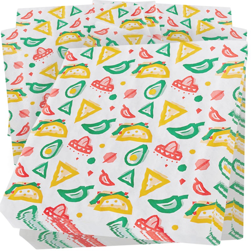 Avant Grub Fun, Fiesta Style 12in Deli Paper 50 Ct. Greaseproof, Microwave-Safe Mexican Themed Tissue Great for Burrito Wrappers or Nacho Basket Liners. Southwest Party Supplies for Cinco de Mayo Celebration - Image 1