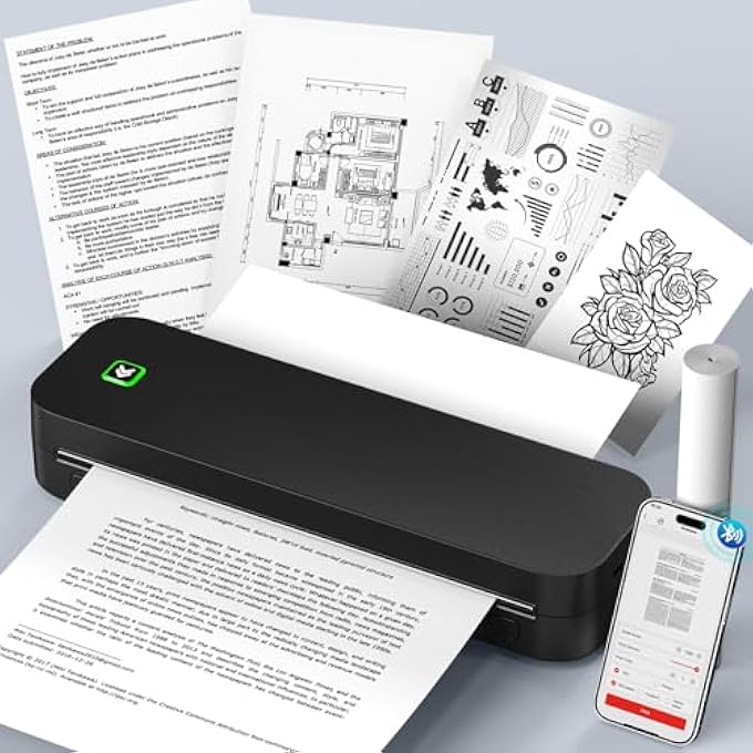 PORTABLE THERMAL PRINTER A4 NO INK BLUETOOTH TATTOO PRINTER COMPATIBLE WITH ANDROID & IOS WITH COMPUTER THERMAL COPIER FOR TRAVEL, WORK AND HOME - Image 2