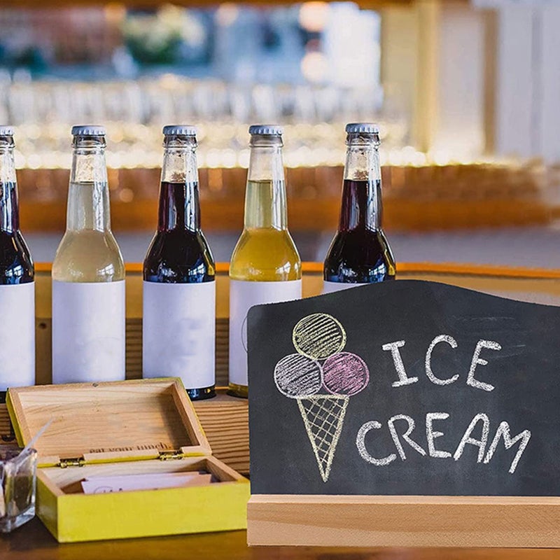 Small chalk boards with stands for table numbers and daily messages, durable wood base - Image 5