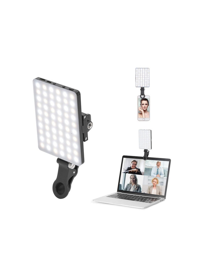 60 LED High Power Rechargeable Clip-On Fill Light with Adjustable 3 Modes for Phone, Tablet & Laptop – Perfect for Makeup, Vlogging, TikTok, and Video Calls