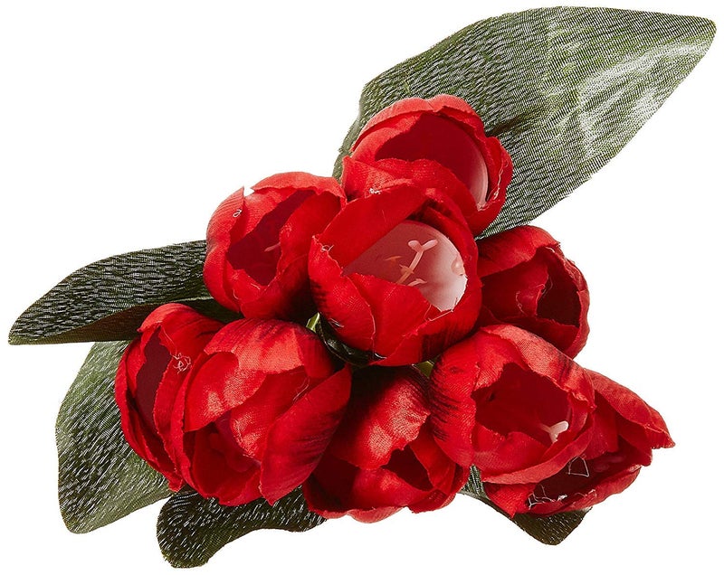 Fourwalls Beautiful Artificial Polyester and Plastic Tulip Flower Bunch (9 Head Flower, 38 cm Total Height, Red) - Image 4