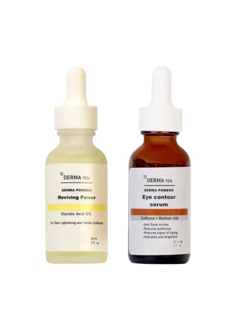 Derma Ten Glycolic Acid 10% Serum Reviving Power + Caffeine Derma Ten Eye Contour Serum