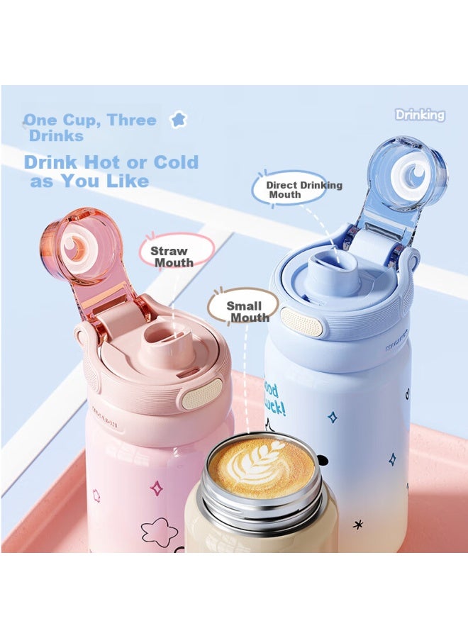 Cille 316 Stainless Steel Portable Children's Insulated Cup, Stylish Large Capacity Straw Water Bottle For Students, Outdoor Travel Mug - Image 2