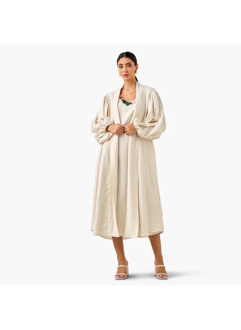 ايكونيك Iconic Sleeveless Lurex Dress with Open Front Longline Shrug