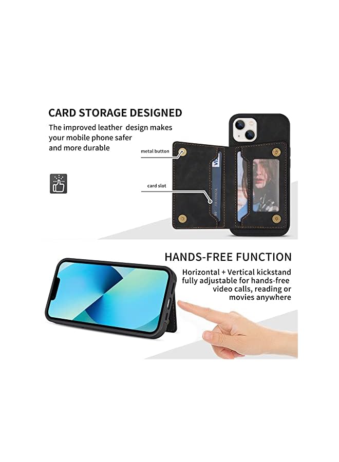 PROMASS 14 Pro Max Case with Card Holder Purse Wallet Case for Women Men Small Phone Pouch Travel Bag iPhone 14 Pro Max Case Slim Protective PU Leather Back Cover Kickstand Folding Purse Black - Image 3