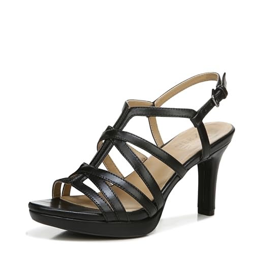 Naturalizer Womens Baylor Strappy High Heel Dress Sandal Black Smooth 5 M - Image 1