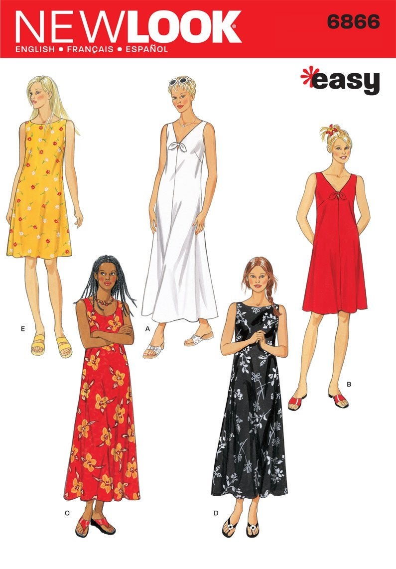 New Look Sewing Pattern 6866 Misses Dresses, Size A (S-M-L-XL) - Image 1