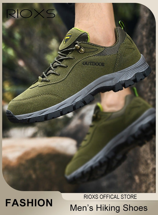 RIOXS Men's Casual Hiking Shoes, Outdoor Travel Sports Shoes, Breathable Trekking Fitness Sneakers, Lightweight Walking Jogging Shoes, Non-Slip Camping Climbing Shoe For Men, Waterproof Trainers, Mens Athlesiure Trainers  - Image 1