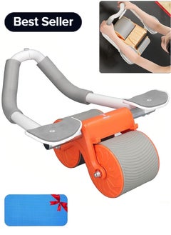 Gonice Automatic Rebound Abdominal Wheel, Slip Resistant Low Noise Elbow Support Core Exercise Roller Intelligent Display for Men Women for Domestic (Orange)  - Image 1