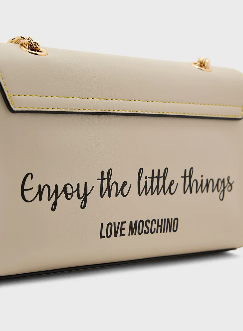 Love Moschino Logo Detailed Flap Over Crossbody