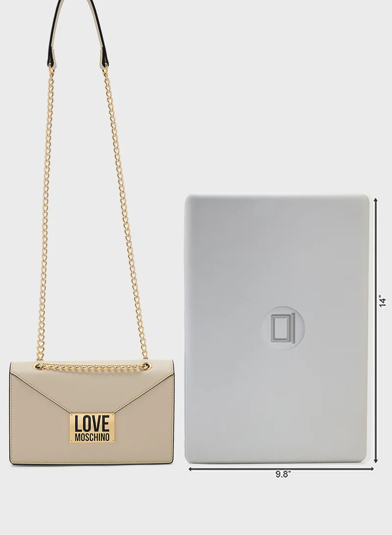Love Moschino Logo Detailed Flap Over Crossbody
