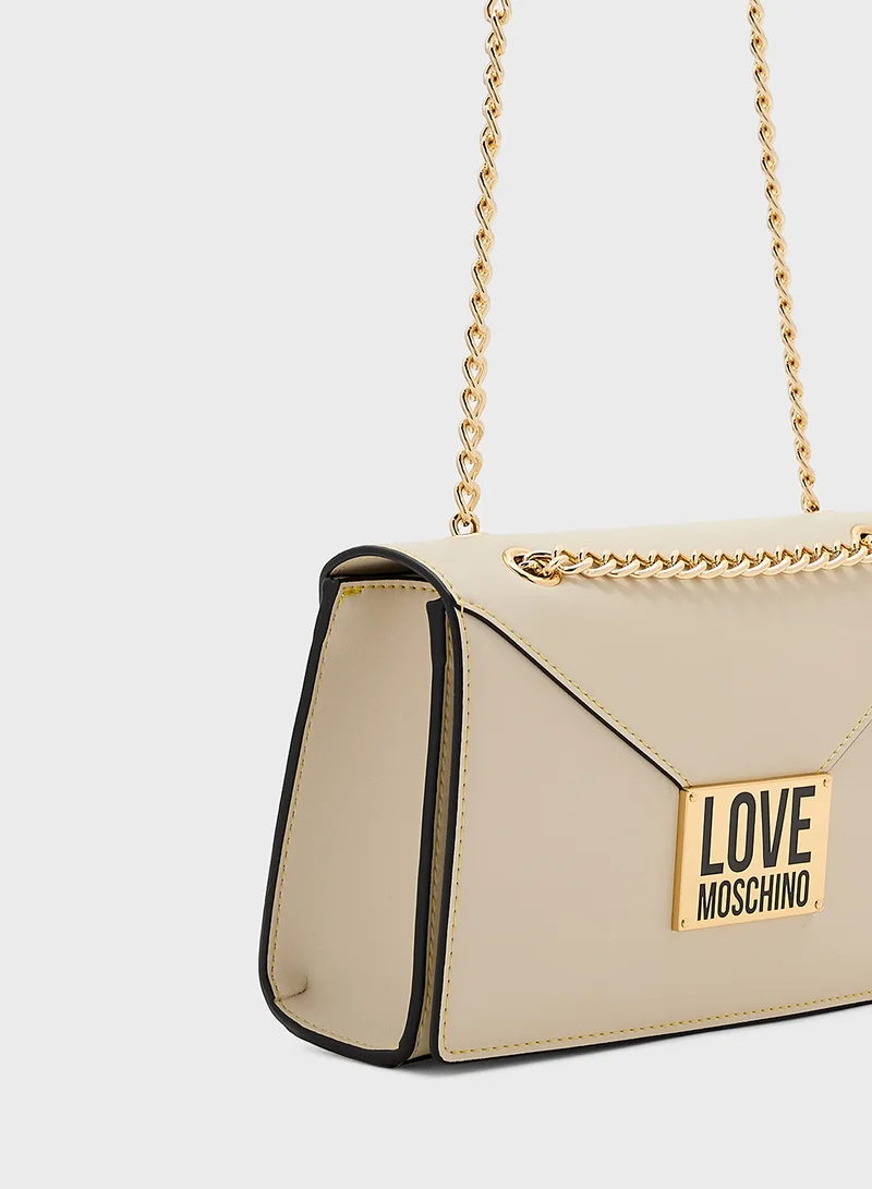 Love Moschino Logo Detailed Flap Over Crossbody