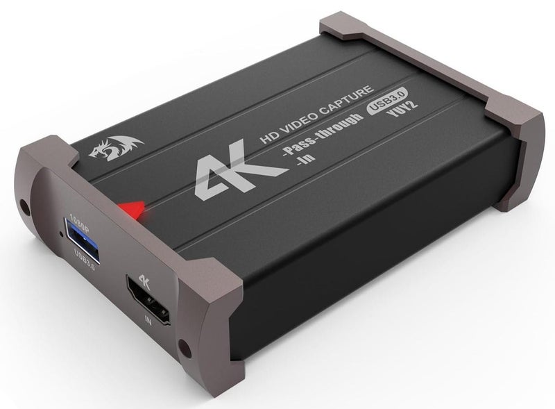REDRAGON VC321 4K Video Capture Card, USB 3.0 1080p 60fps Video Capture, 4K HDMI Pass Through, Zero Latency Streaming, Compatible with Windows/Mac, Game Capture for PS5, Xbox, NS, DSLR, OBS - Image 1