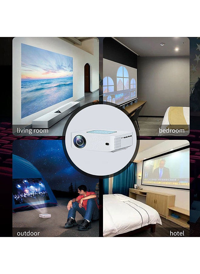 V10 Portable LCD LED Projector Android 9.0 Smart Home Theater White
