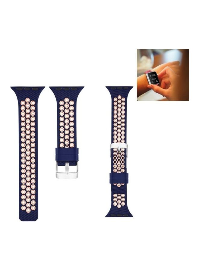 NIBEMINENT Ethnic Replacement Watchband For Apple Watch Series 1/2/3/4/5/6/7/SE 42-44-45mm Blue/Pink - Image 1