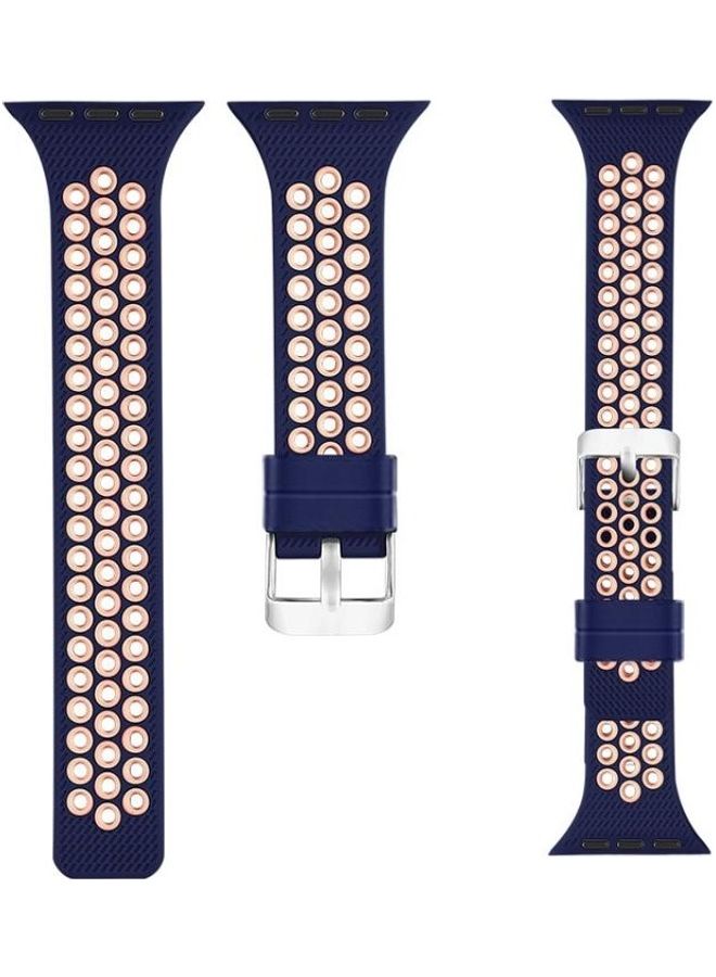 NIBEMINENT Ethnic Replacement Watchband For Apple Watch Series 1/2/3/4/5/6/7/SE 42-44-45mm Blue/Pink - Image 2