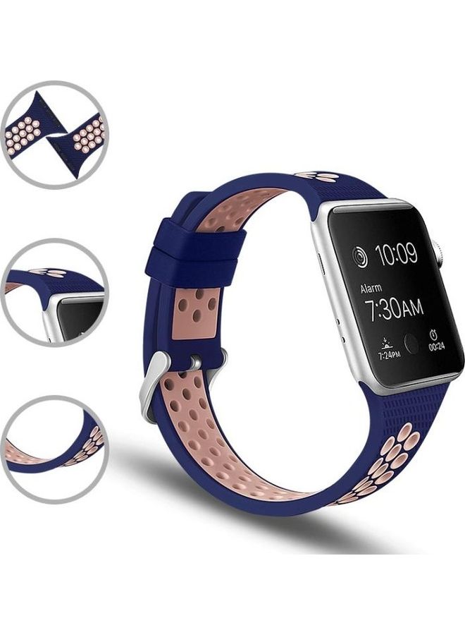 NIBEMINENT Ethnic Replacement Watchband For Apple Watch Series 1/2/3/4/5/6/7/SE 42-44-45mm Blue/Pink - Image 4