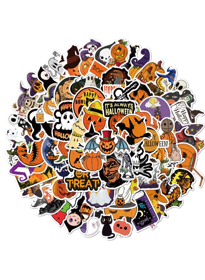 100 Pieces Of Export Halloween Pumpkin Decorative Stickers Glass Door Helmet Tablet Refrigerator Decorative Stickers