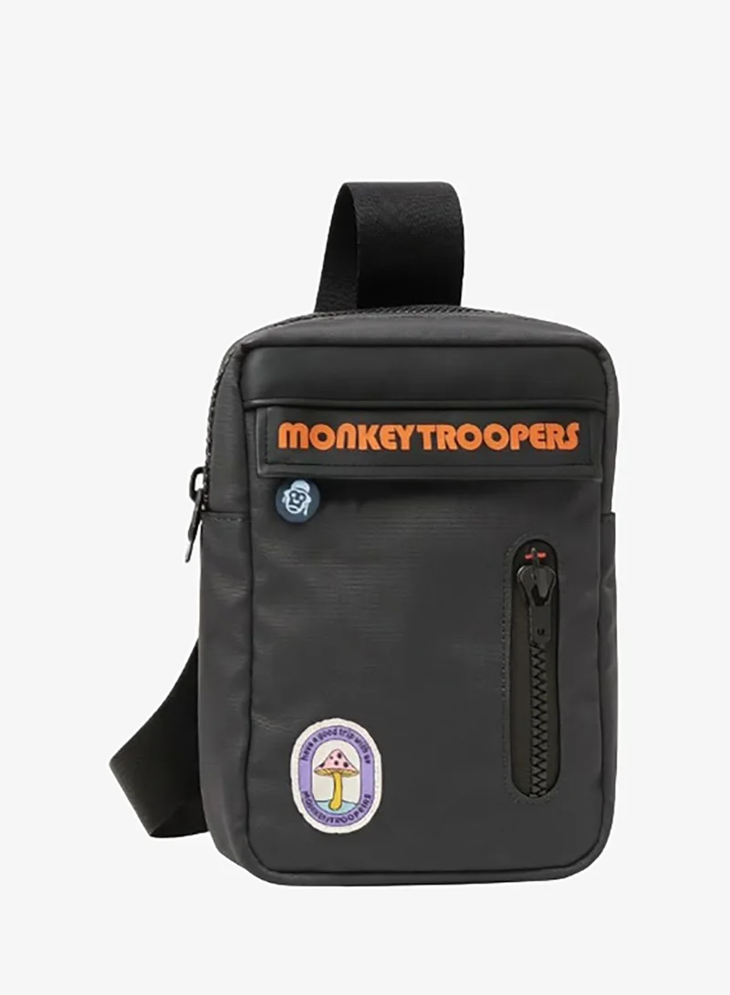 Monkey Troopers Grey Sidekick Crossbody Shoulder Sling Bag with Adjustable Strap Compact Chest Side Bag for Travel Walking Commuting Everyday Use