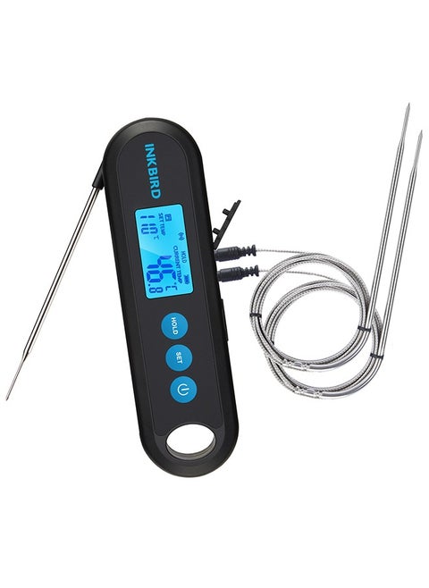 INKBIRD Bluetooth Digital Meat Thermometer IHT-2PB With External Probes Backlight Display 2 Sec Instant Readout Temperature Alarms And Timers Rechargeable Food Thermometer For Grilling BBQ Cooking
