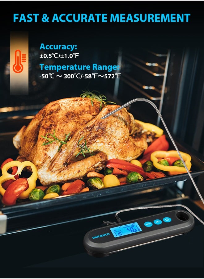 INKBIRD - INKBIRD Bluetooth Digital Meat Thermometer IHT-2PB With External Probes Backlight Display 2 Sec Instant Readout Temperature Alarms And Timers Rechargeable Food Thermometer For Grilling BBQ Cooking - Image 1