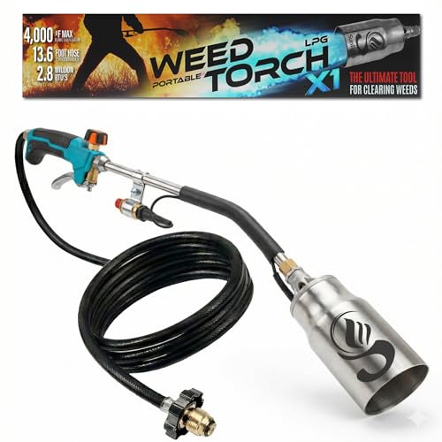 Sunlight Charcoal Sunlight® Propane Torch Weed Burner with 13 ft Hose, Adjustable 2,200,000 BTU Self Igniting Flamethrower, Heavy Duty Turbo Blow Torch For Garden, Wood, Melting Ice, Snow, Stumps, Grilling | May Vary - Image 1
