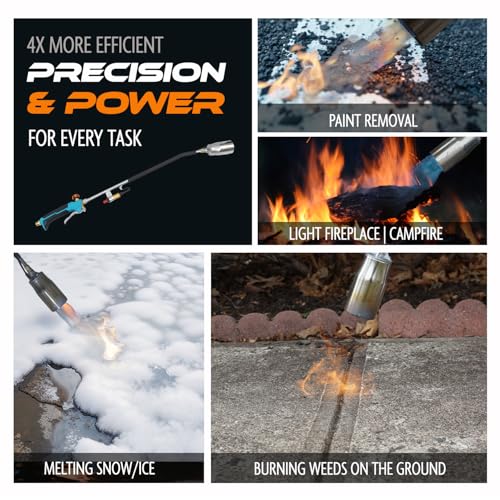 Sunlight Charcoal Sunlight® Propane Torch Weed Burner with 13 ft Hose, Adjustable 2,200,000 BTU Self Igniting Flamethrower, Heavy Duty Turbo Blow Torch For Garden, Wood, Melting Ice, Snow, Stumps, Grilling | May Vary - Image 4