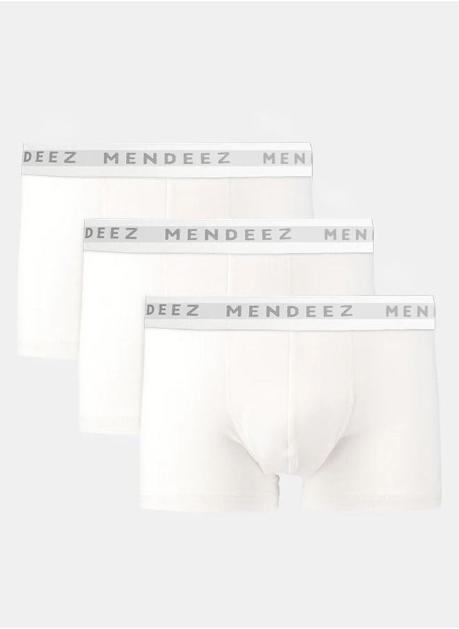 MENDEEZ - JACQUARD BOXER TRUNKS - PACK OF 3 - WHITE - Image 1