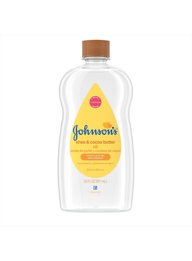 Johnson's Baby زيت معدني غني بزبدة الشيا والكاكاو لتدليك الأطفال ولمنع فقدان الرطوبة ومساعدة في تخفيف جفاف الجلد، مختبر للحساسية للأطفال والكبار، 20 أونصة سائلة عبوة من 6 - Image 1