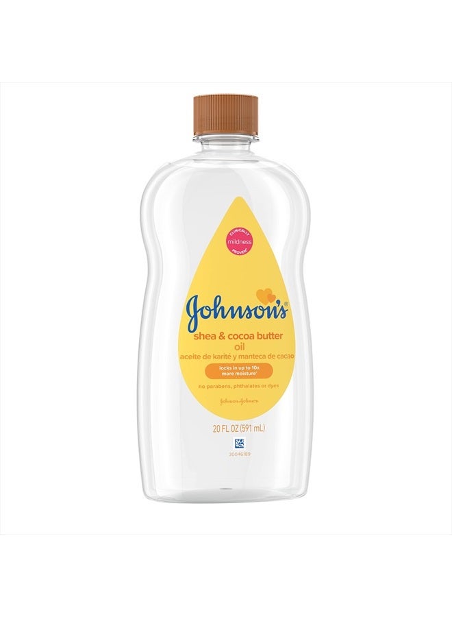 Johnson's Baby زيت معدني غني بزبدة الشيا والكاكاو لتدليك الأطفال ولمنع فقدان الرطوبة ومساعدة في تخفيف جفاف الجلد، مختبر للحساسية للأطفال والكبار، 20 أونصة سائلة عبوة من 6 - Image 5