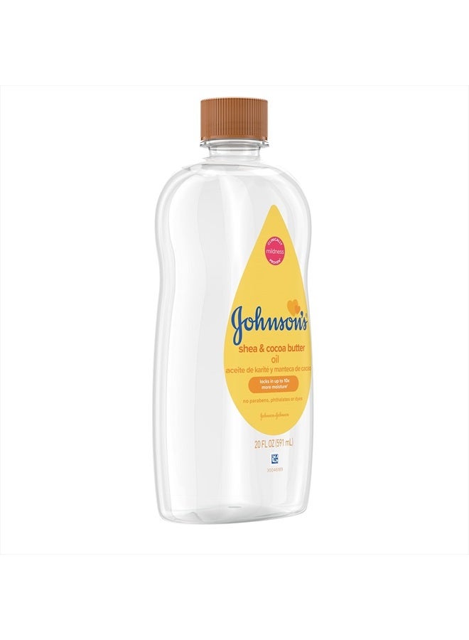 Johnson's Baby زيت معدني غني بزبدة الشيا والكاكاو لتدليك الأطفال ولمنع فقدان الرطوبة ومساعدة في تخفيف جفاف الجلد، مختبر للحساسية للأطفال والكبار، 20 أونصة سائلة عبوة من 6 - Image 2