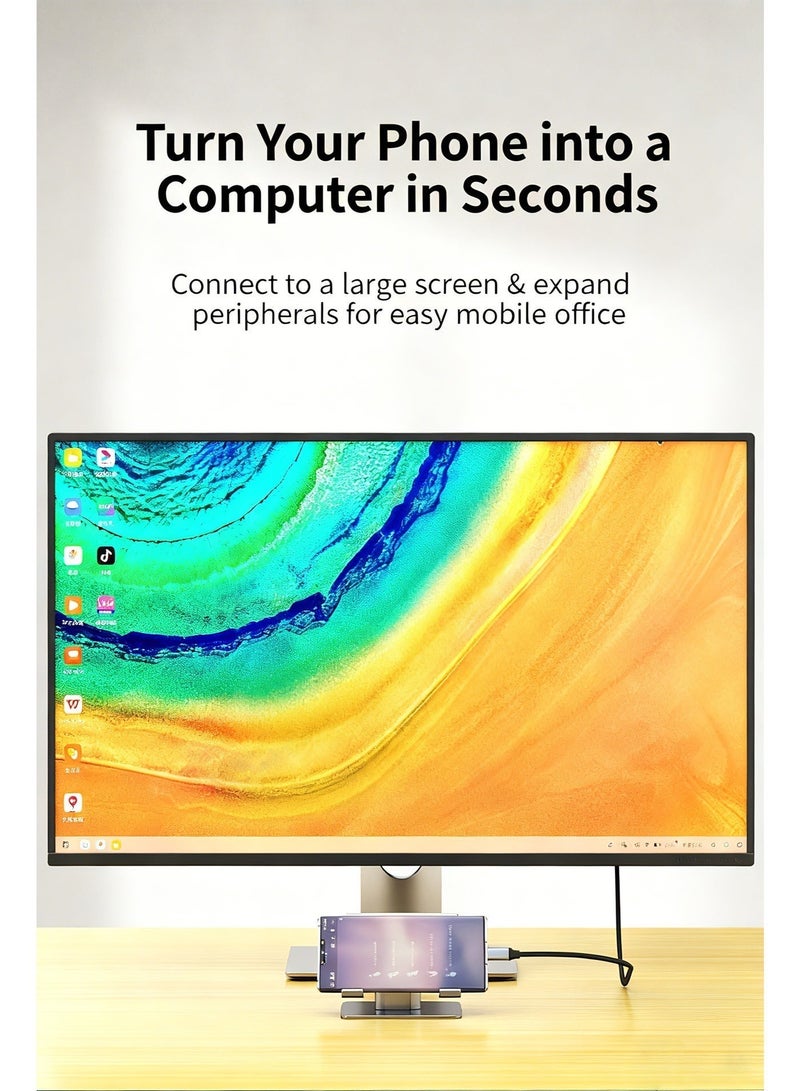 كابل Type-C إلى DP 1.4 بطول 1 متر (يدعم عمق اللون 12 بت والتقنية HDR الديناميكية) - كابل بيانات لعرض الشاشة بدقة عالية للهاتف، كابل تحويل للربط بين الهاتف والتلفزيون - Image 5