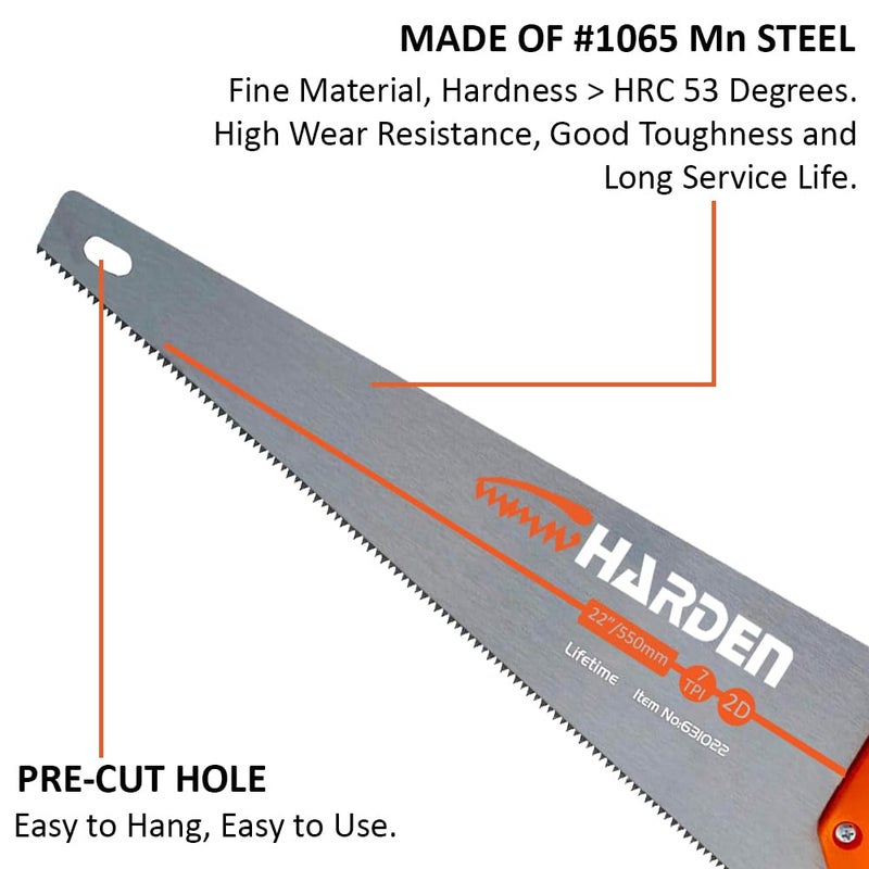 Harden 22 Hand Saw Made of 1065 Manganese Steel Heat Treated High Cutting Efficiency HandCrafted Tool for Carpenter 631022 - Image 3