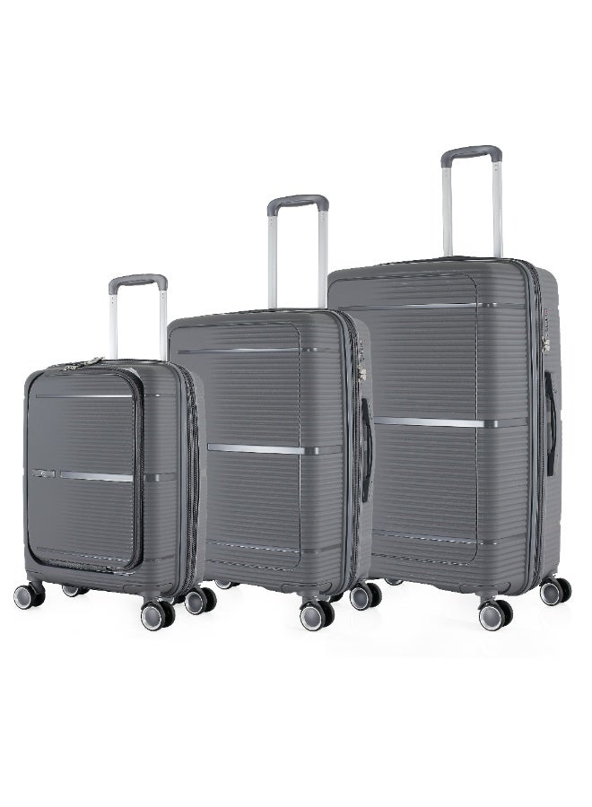 H.T 3-Piece Luggage Set – Hard Shell Suitcases with Spinner Wheels, Telescopic Handle & Anti-Jam Zippers (42/66/100 Litres, Lightweight Travel Set)( 3-Piece Set 20"/24"/28) - Image 1