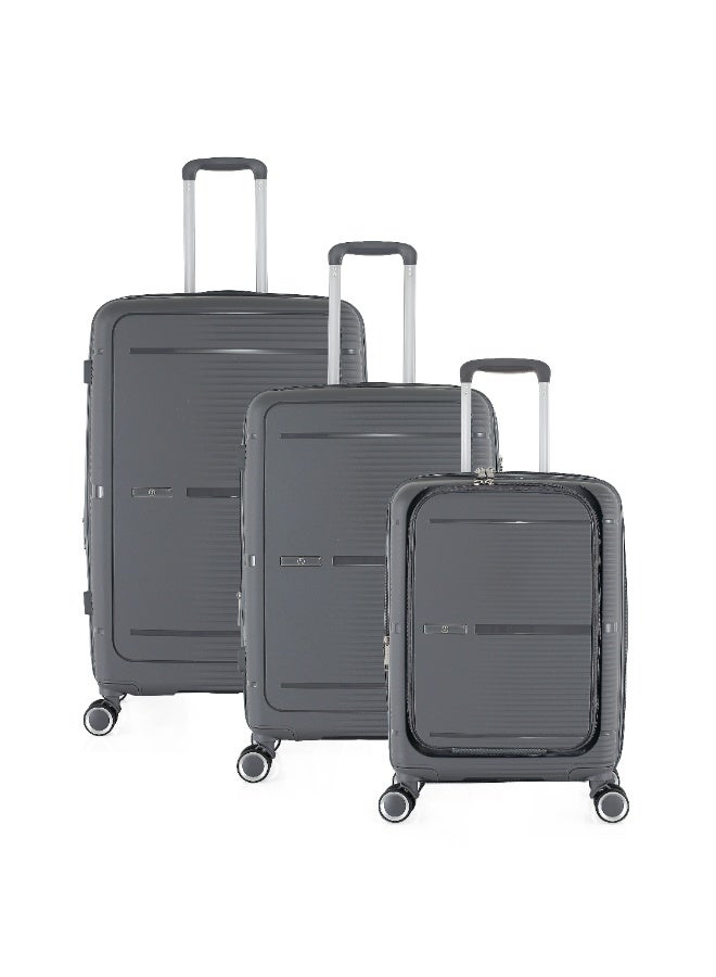 H.T 3-Piece Luggage Set – Hard Shell Suitcases with Spinner Wheels, Telescopic Handle & Anti-Jam Zippers (42/66/100 Litres, Lightweight Travel Set)( 3-Piece Set 20"/24"/28) - Image 2