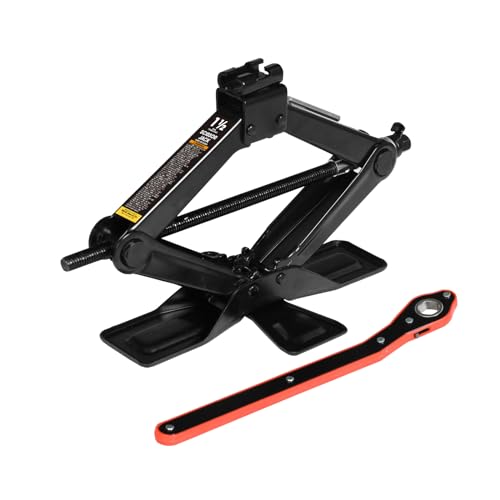 Big RED AST10202SR Torin Wide Base Cross Car Scissor Jack Steel Portable Quick Lift Tire Jacks Include Ratchet Wrench for Car Truck Sedans and MPV 15 Ton 3000 lbs Capacity Black - Image 1