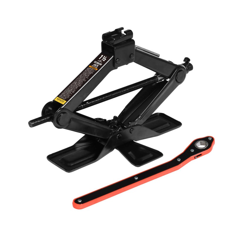 Big RED AST10202SR Torin Wide Base Cross Car Scissor Jack Steel Portable Quick Lift Tire Jacks Include Ratchet Wrench for Car Truck Sedans and MPV 15 Ton 3000 lbs Capacity Black - Image 2