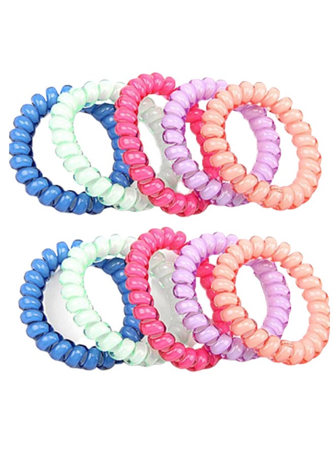 NIBEMINENT 10-Piece Preppy Design Elastic Band Set Multicolour 5.5centimeter