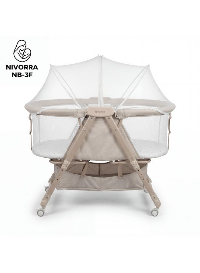 Nivorra NB‑3F Foldable Baby Crib with Rocking Function, 4 Height Levels and Soft Mattress - Image 1