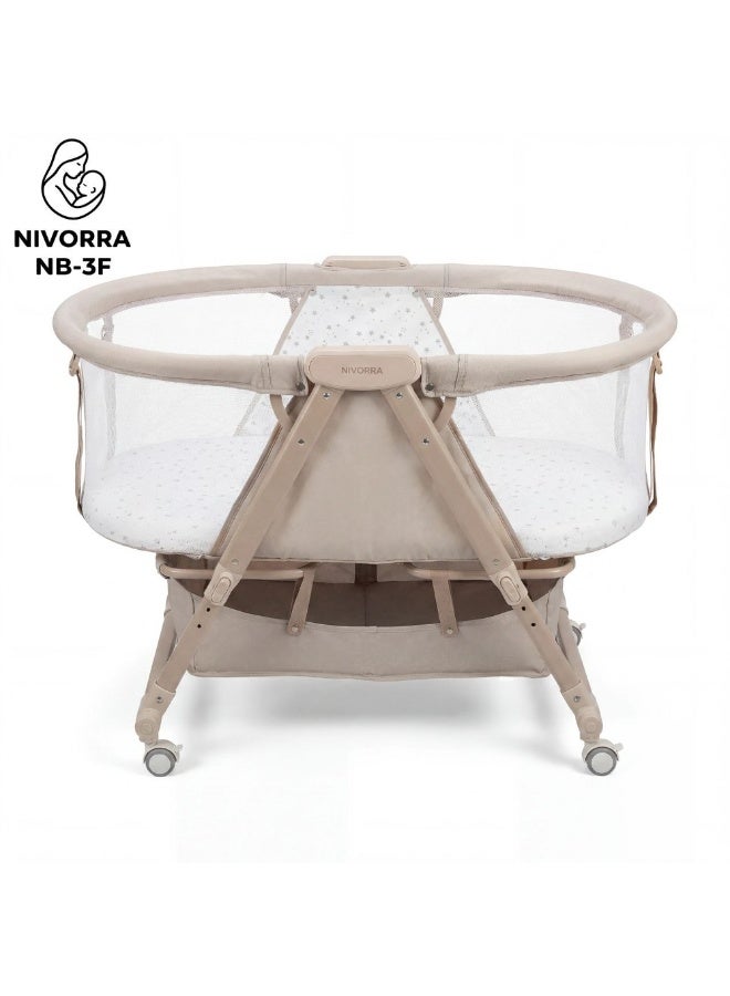 Nivorra NB‑3F Foldable Baby Crib with Rocking Function, 4 Height Levels and Soft Mattress - Image 2
