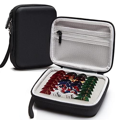 COOZOOM Guitar Pick Holder Case Compatible for Fender, ChromaCast, D'Addario, JIM DUNLOP, Bolopick, UNLP MUSICAL INSTRUMENT Guitar Accessories, All Size Picks Storage Pouch Box-Bag Black - Image 1