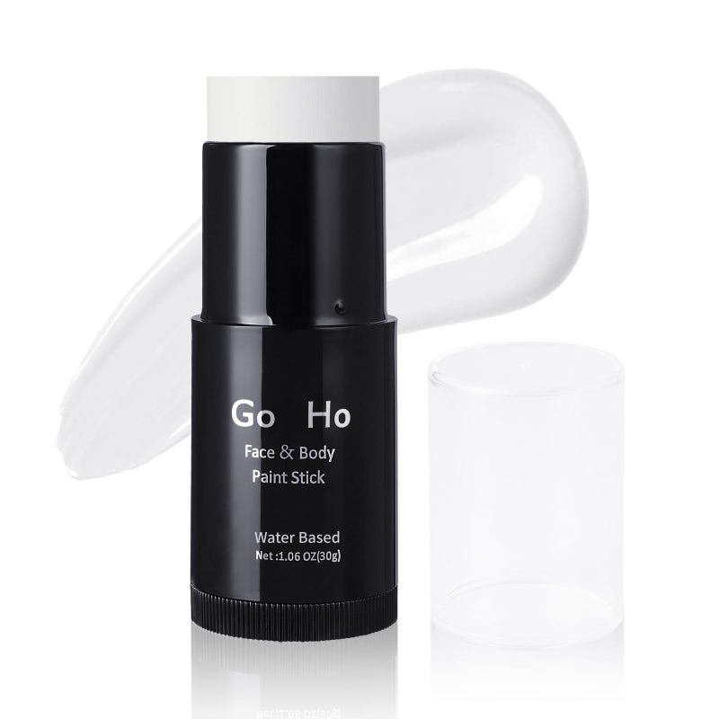 Go Ho White Face Paint,Washable Formula Face Paint Stick,Non-toxic Full-coverage Cream to Powder White Face Body Paint for Halloween Cosplay Zombie Skeleton Clown Goth Makeup - Image 1