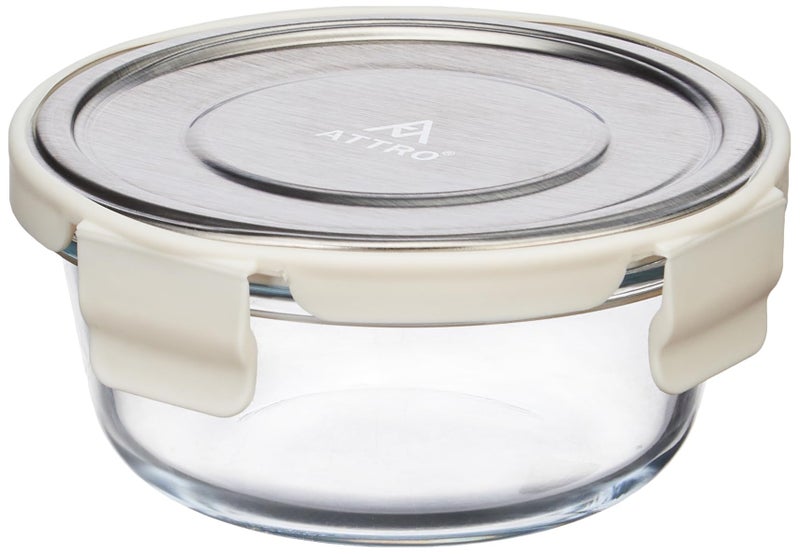 ATTRO Glassox Borosilicate Round Glass Lunch Box with Stainless Steel Lid Food Storage Container Microwave & Freezer Safe BPA-Free Food-Grade SO2 400ml - Image 4